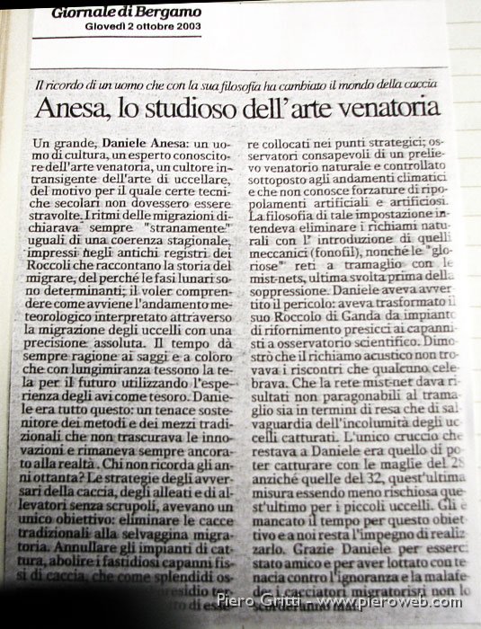 RoccoloAvesaGanda 058.jpg - Copia dell'articolo comparso sul Giornale di Bergamo il 2 ottobre 2003 a ricordo della figura del 'grande' Daniele Anesa